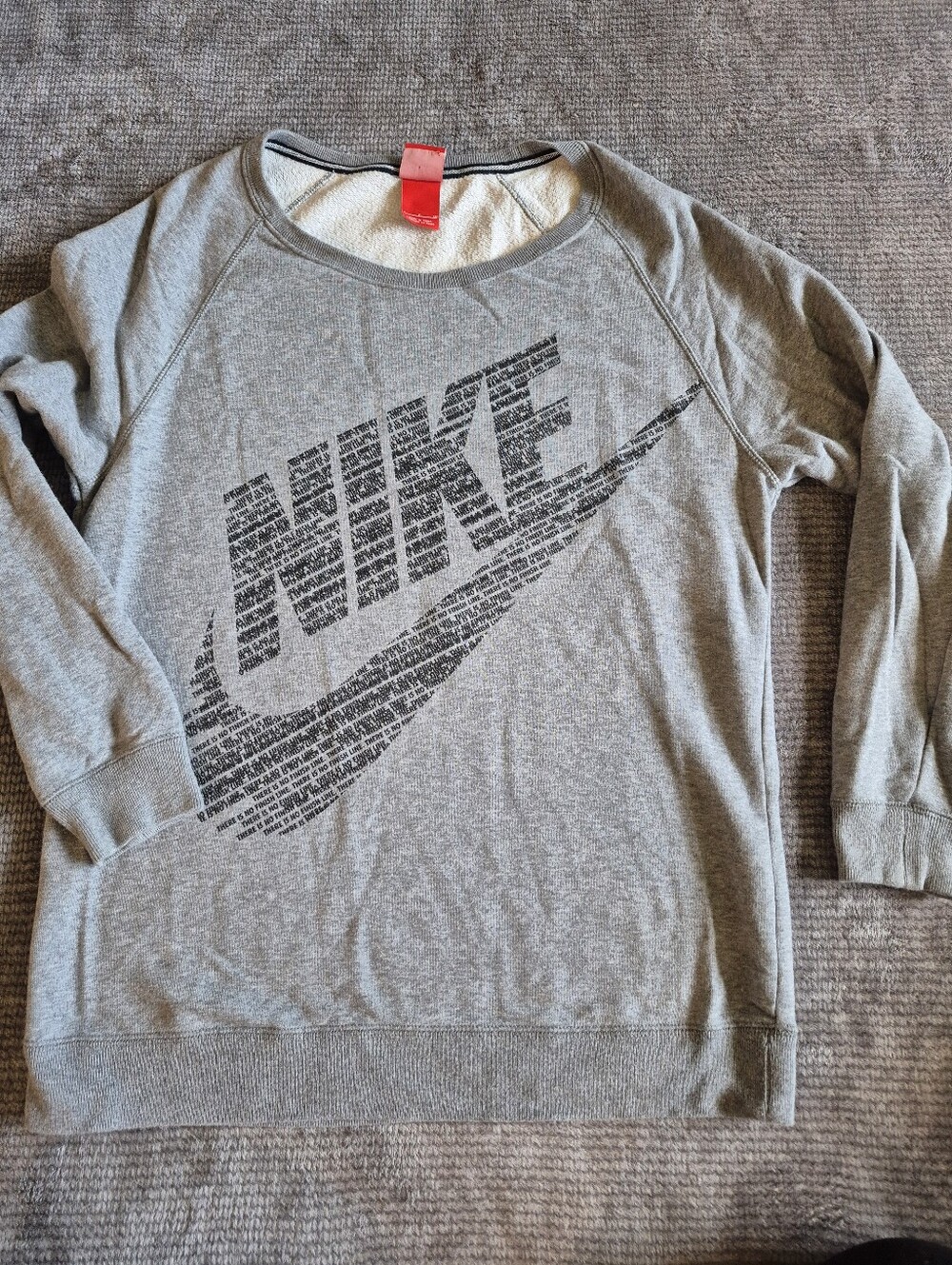 Nike Swoosh Pullover Sweatshirt Womens Gray Crewneck Long Sleeve Size S,